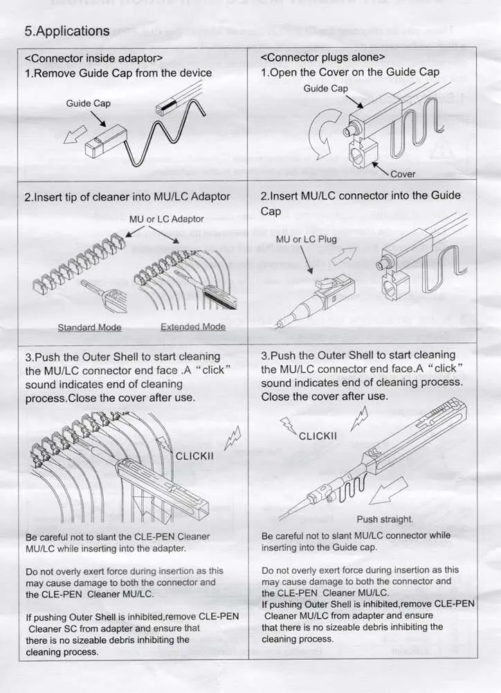 One click Endface Cleaner LC, MU (UPC, APC) 1.25mm