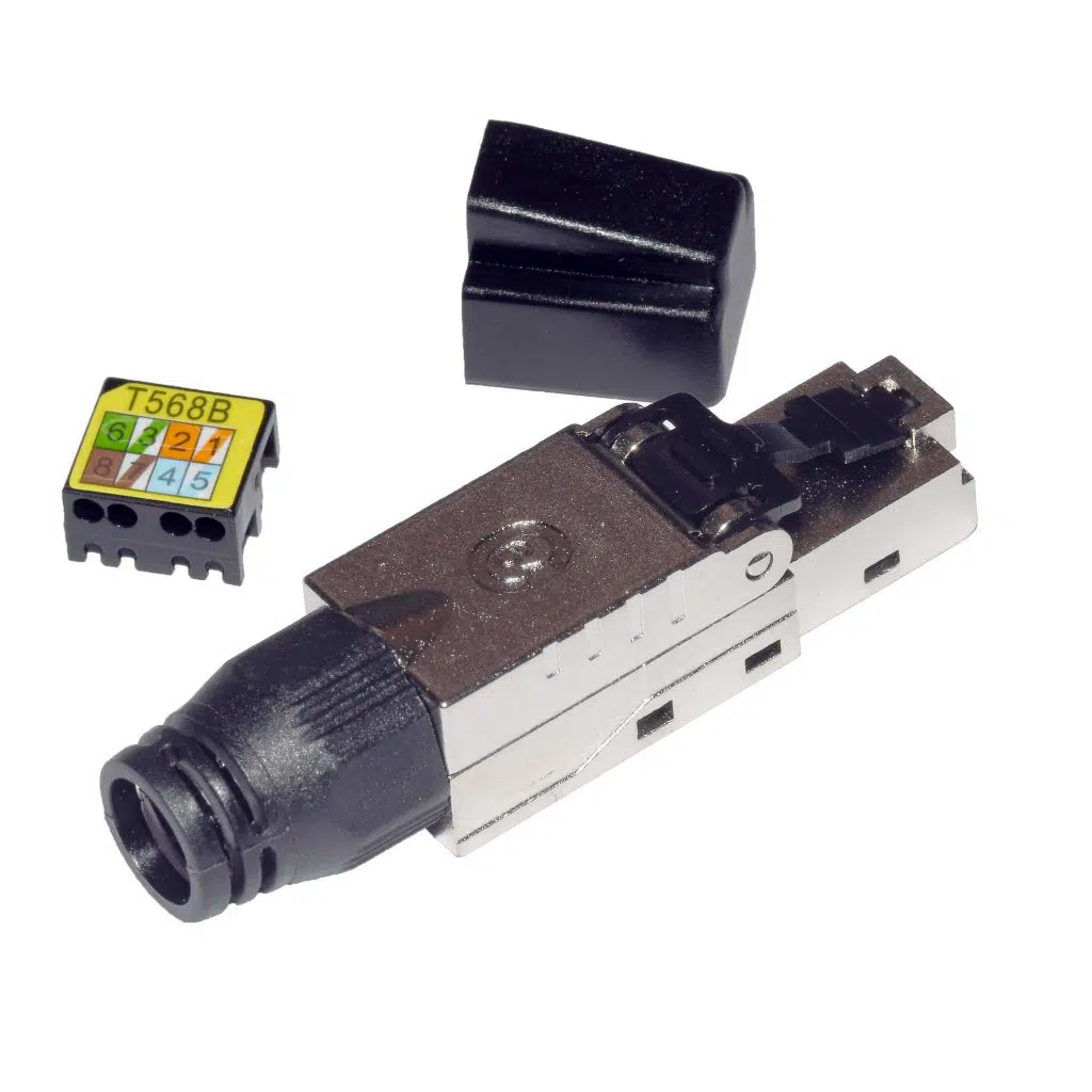 Професійний промисловий конектор RJ45 (8P8C) Cat.6a STP (безінструментальний, з цанговим затискачем) - Зображення 1