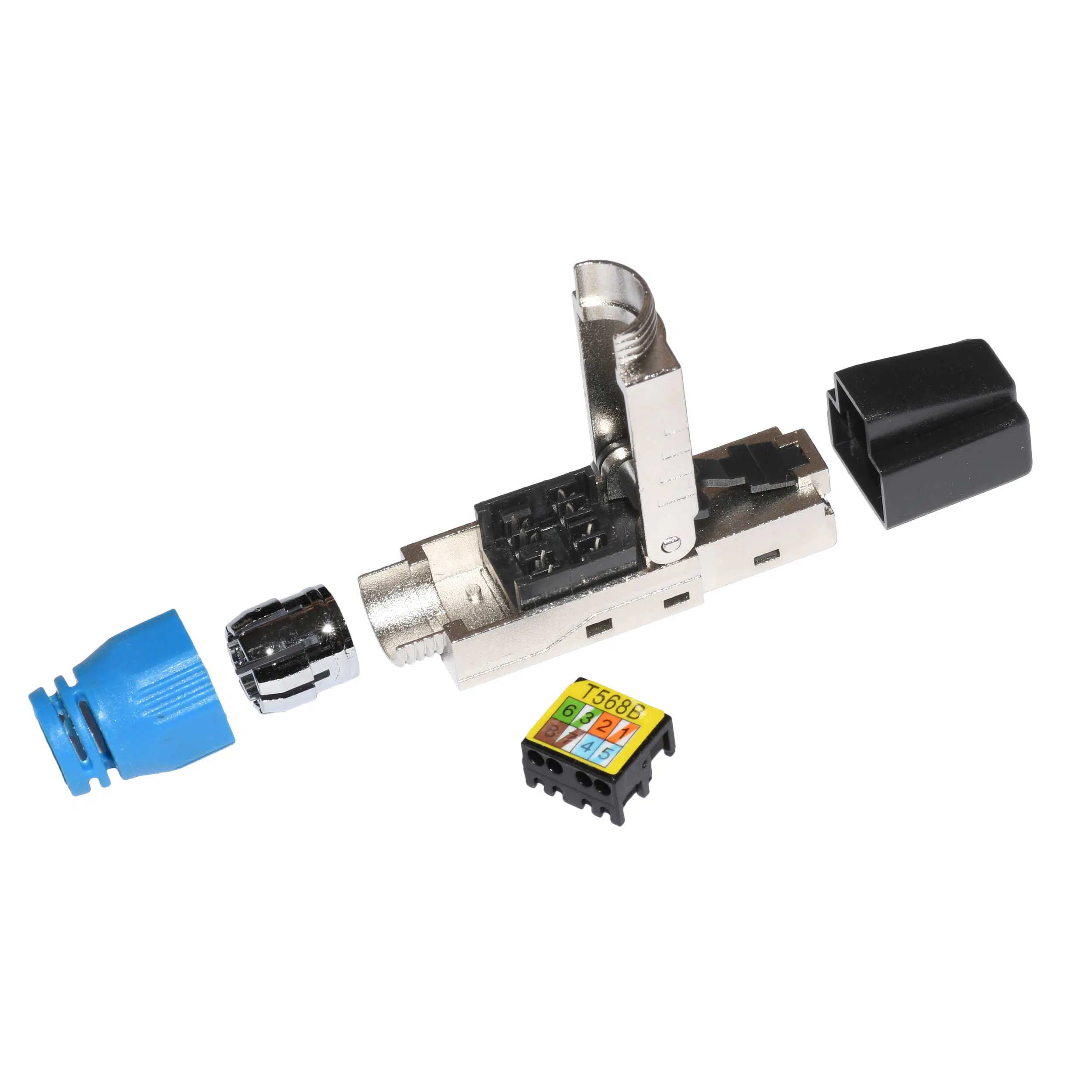 Dimiks-Cat.8-STP-RJ45-Field-Module-Plug-Sleeve-02 Професійний промисловий конектор RJ45 (8P8C) Cat.8 STP (безінструментальний, з цанговим затискачем) - Зображення 2