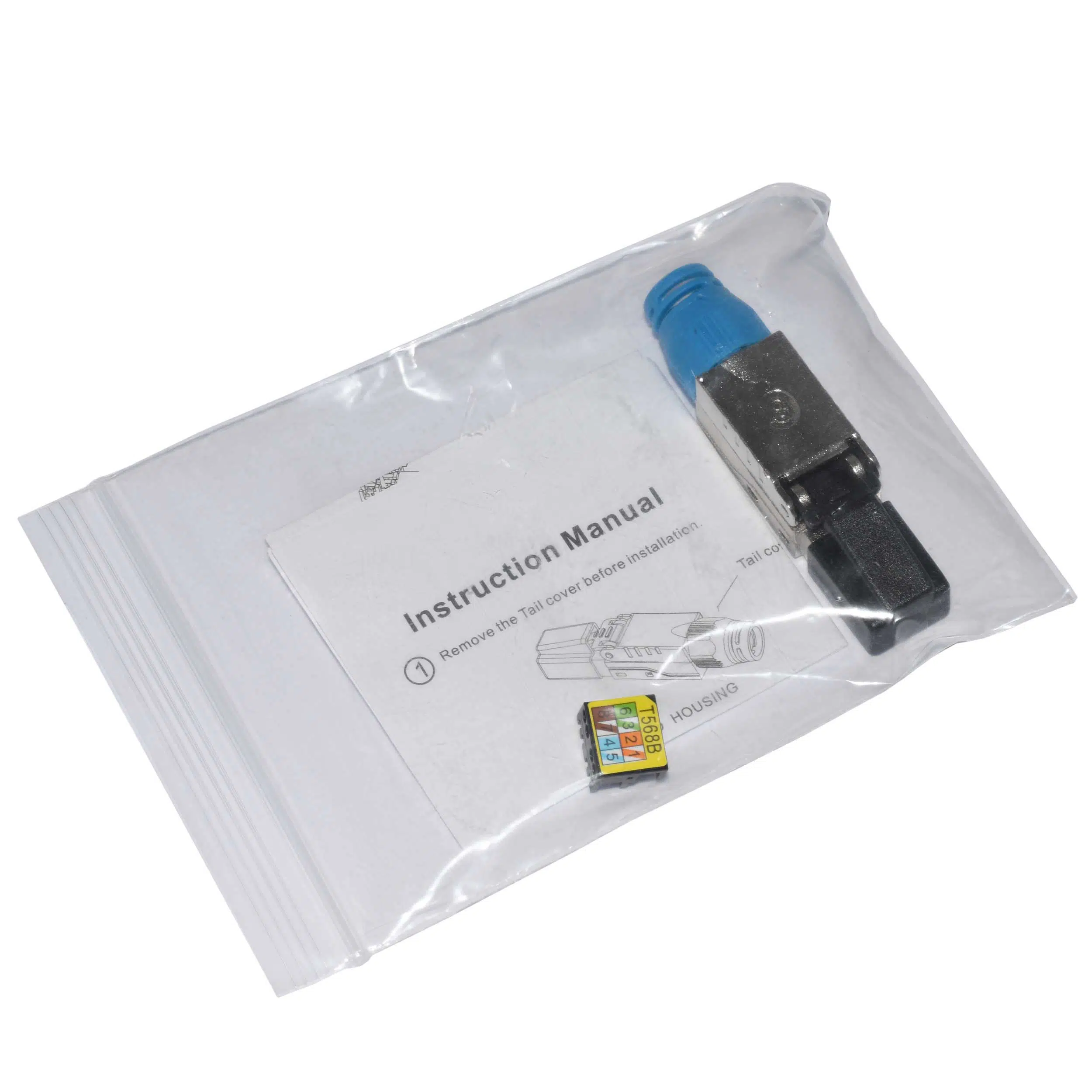 Dimiks-Cat.8-STP-RJ45-Field-Module-Plug-Sleeve-03 Професійний промисловий конектор RJ45 (8P8C) Cat.8 STP (безінструментальний, з цанговим затискачем) - Зображення 3