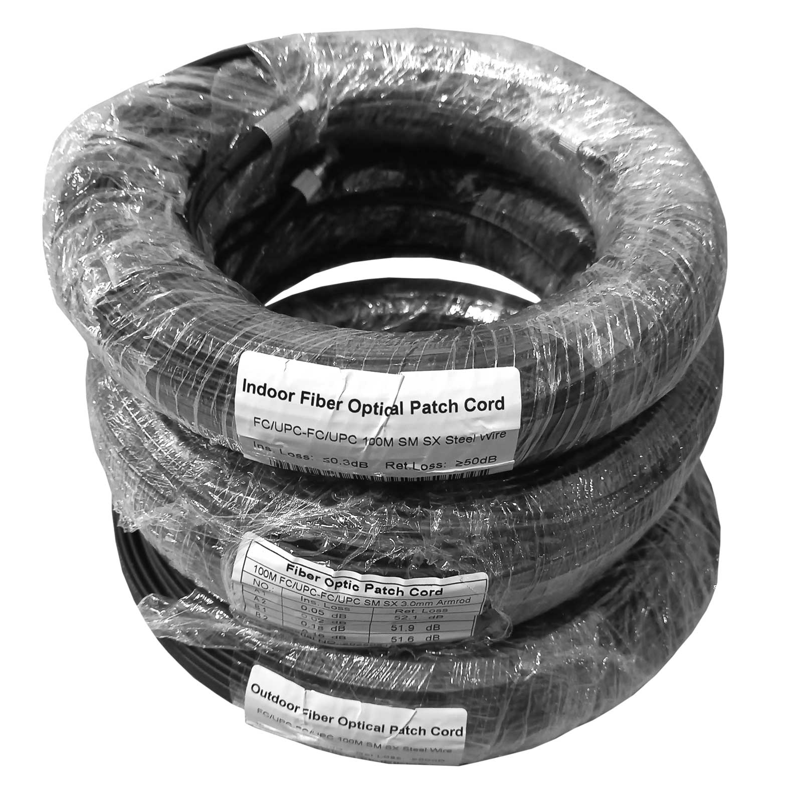 patch-cord-fc-fc-bw Оптичний патч-корд Синглмод SMF (чорний, зовнішній, вуличний) - 100m - FC-FC - Зображення 1