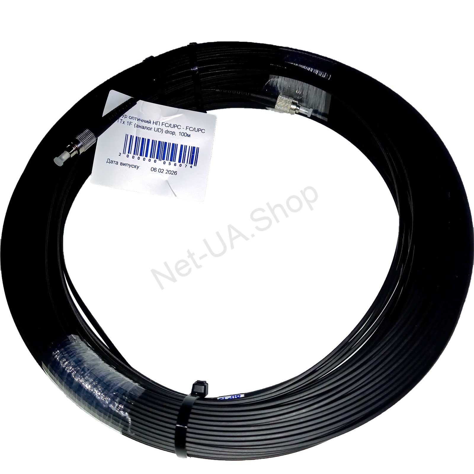 patch-cord-fc-fc-outdoor-indor-ftth-reinforced-aramid-strength-elements Оптичний патч-корд Синглмод SMF (чорний, зовнішній, вуличний) - </br>25м, 50м, 75м, 100м - FC-FC - Зображення 1